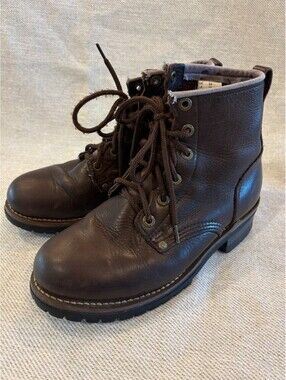 Vintage 90s Skechers Cascades Logger Boots Brown Leather Chunky Lug Womens 9.5